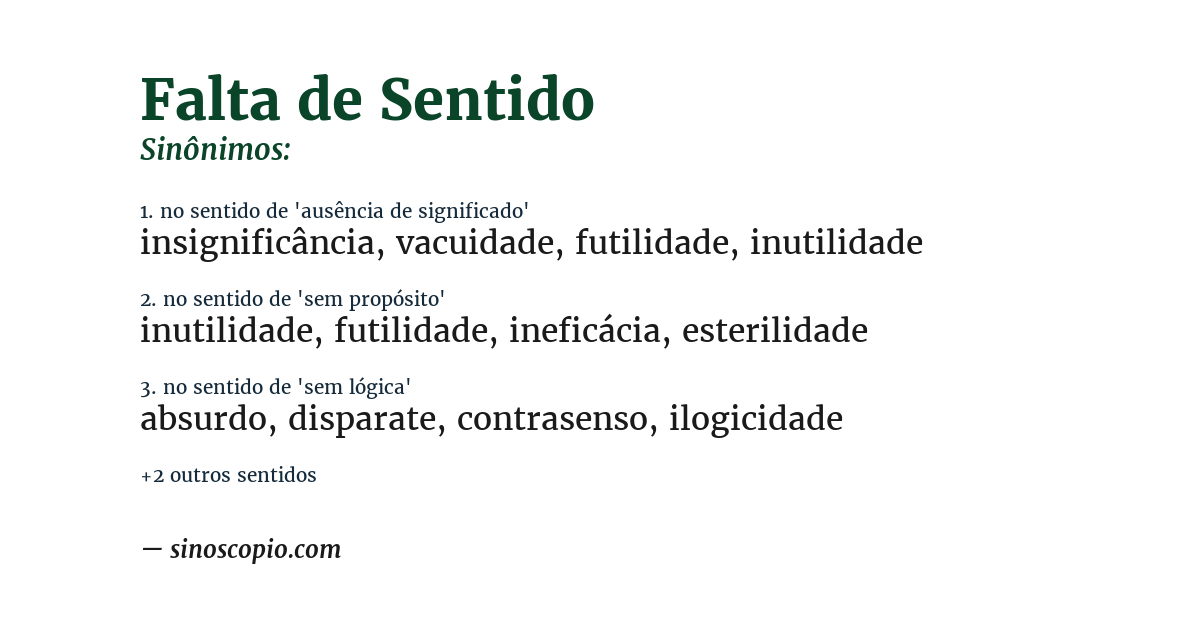 Sinônimo de falta de sentido