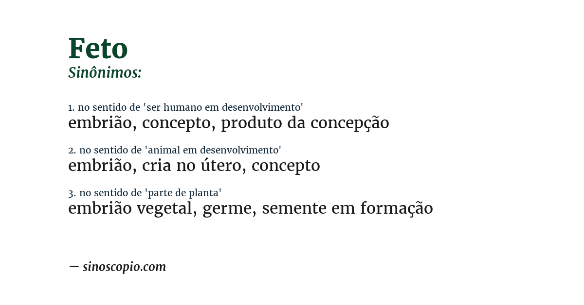 Sinônimo de feto
