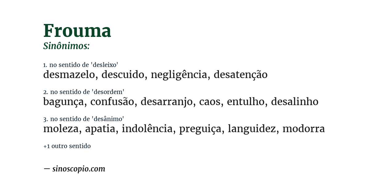 Sinônimo de frouma