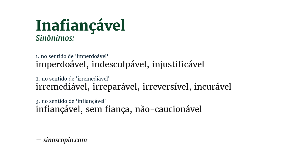Sinônimo de inafiançável