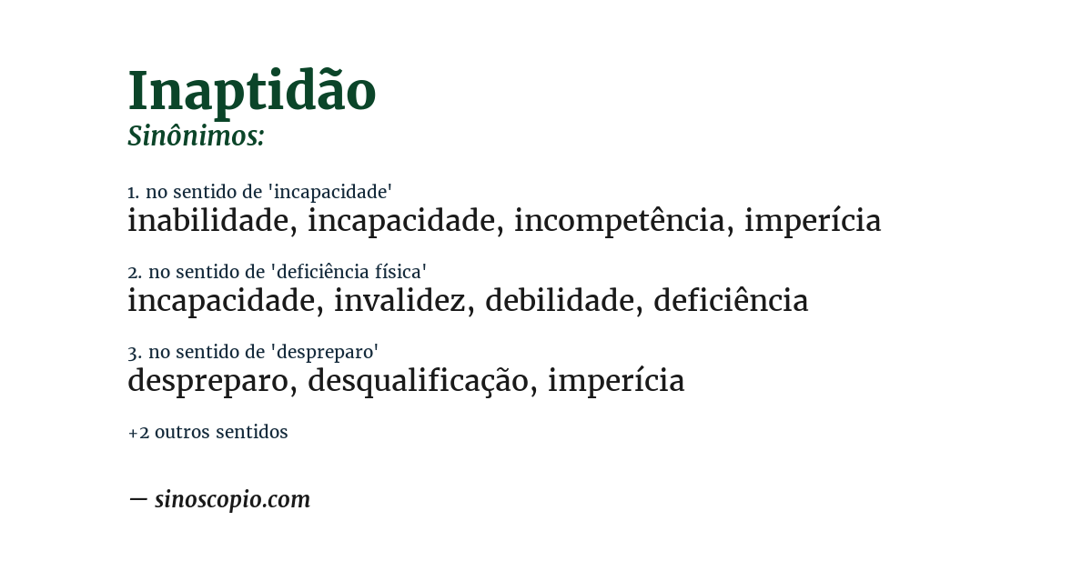 Sinônimo de inaptidão