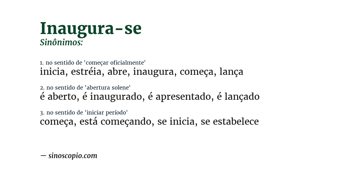 Sinônimo de inaugura-se