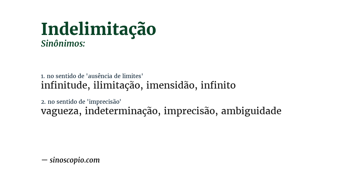 Sinônimo de indelimitação