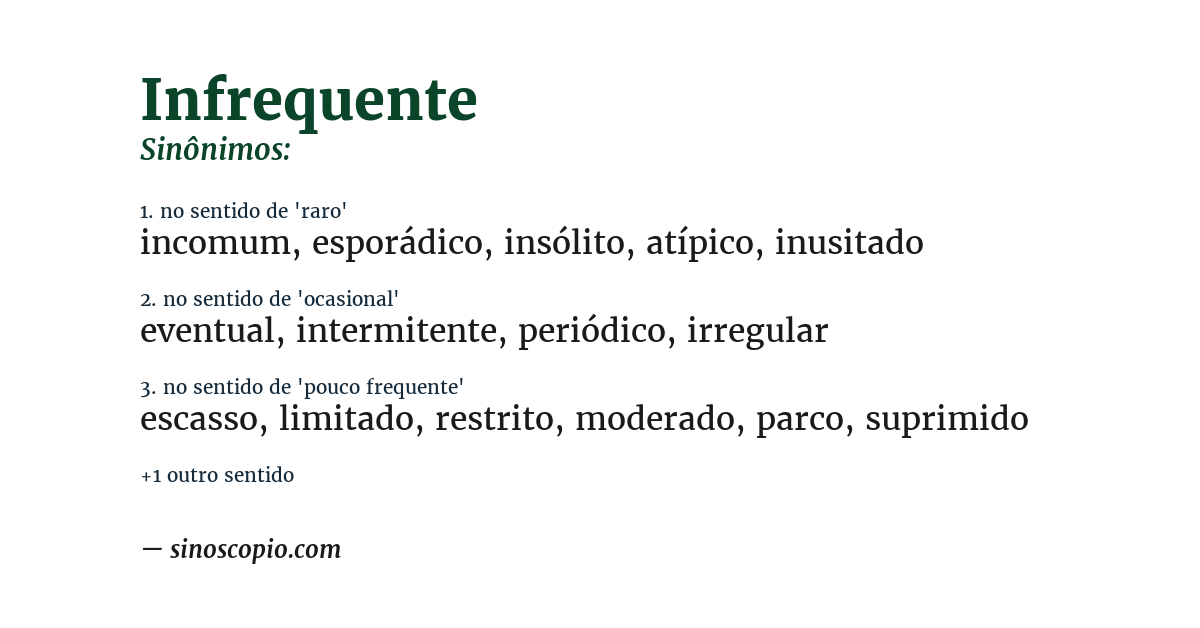 Sinônimo de infrequente