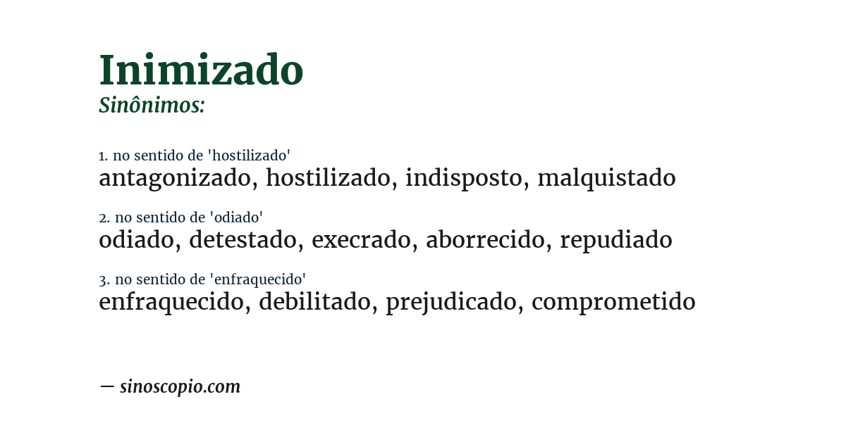 Sinônimo de inimizado