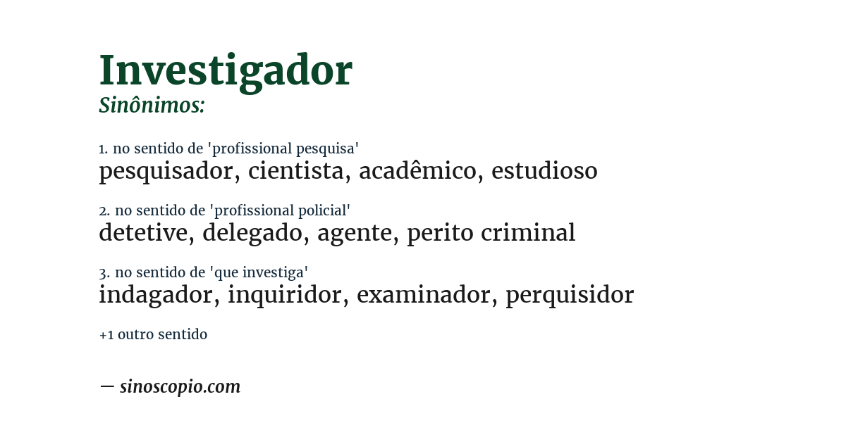 Sinônimo de investigador