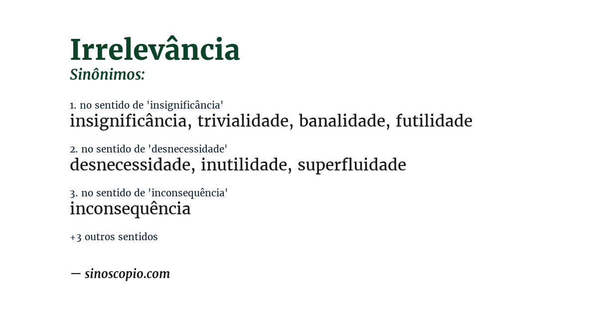 Sinônimo de irrelevância