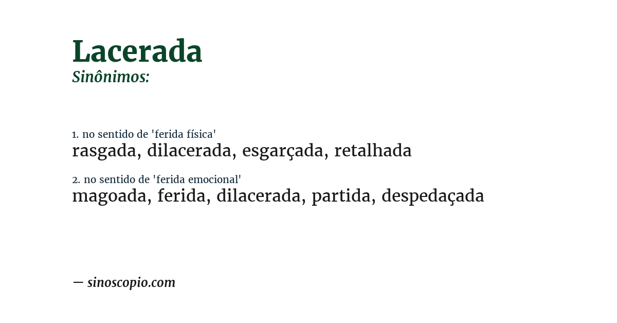 Sinônimo de lacerada