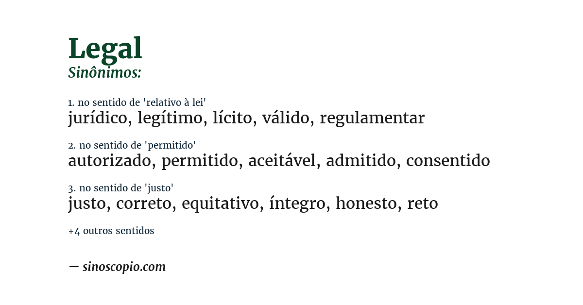 Sinônimo de legal