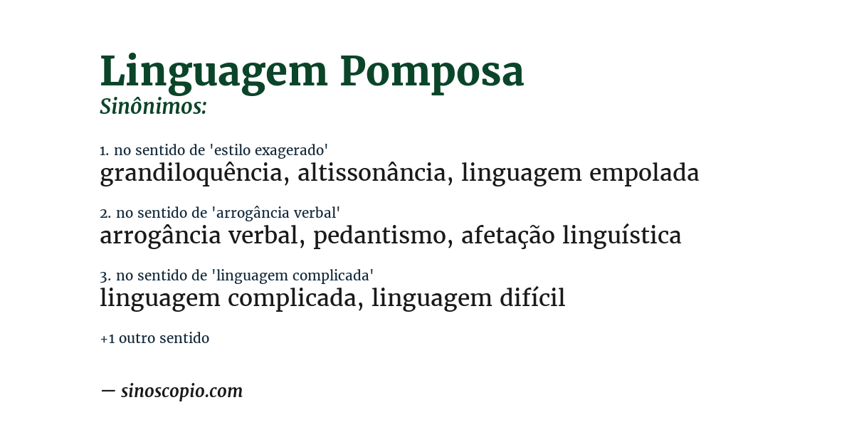 Sinônimo de linguagem pomposa