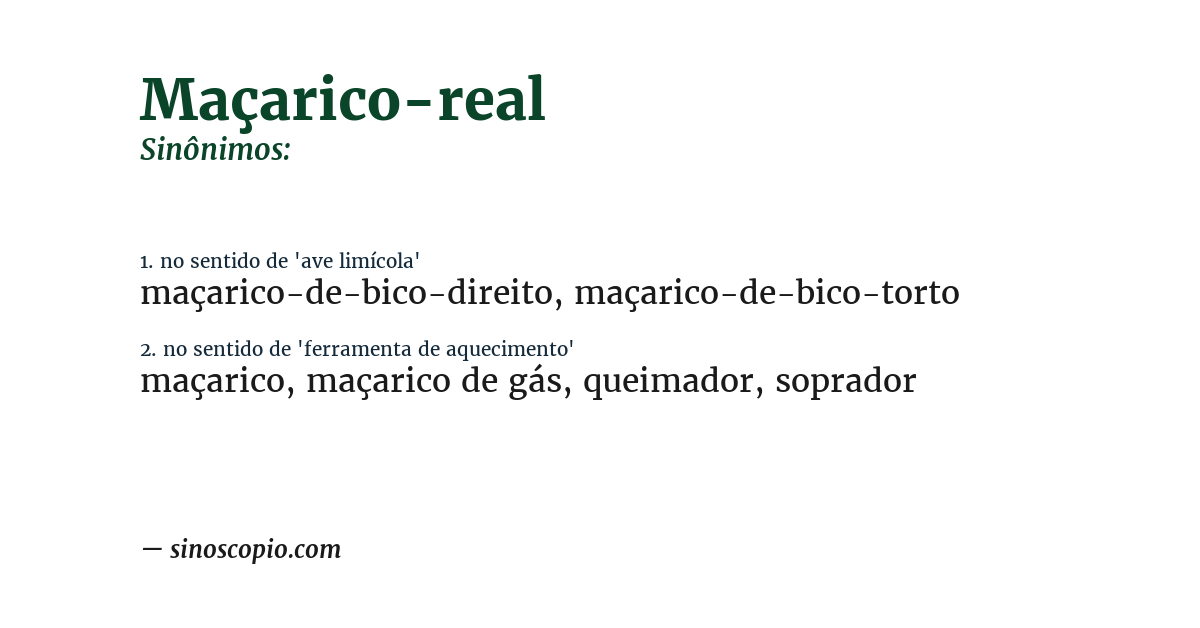 Sinônimo de maçarico-real