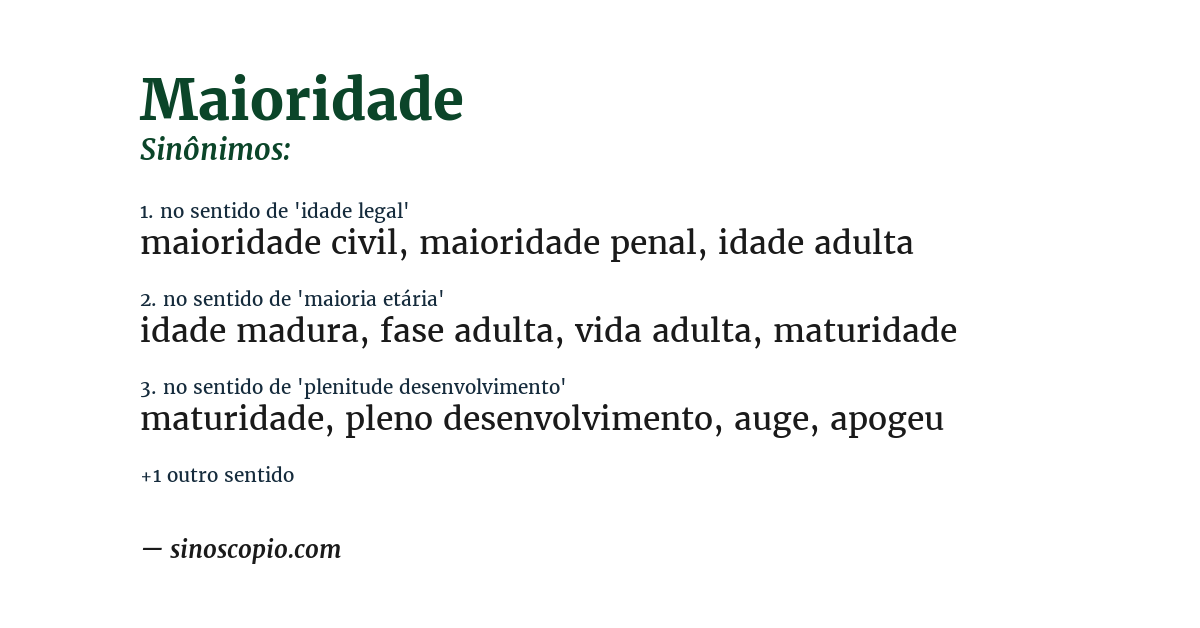 Sinônimo de maioridade