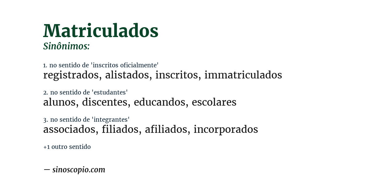 Sinônimo de matriculados