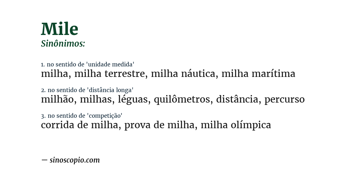 Sinônimo de mile