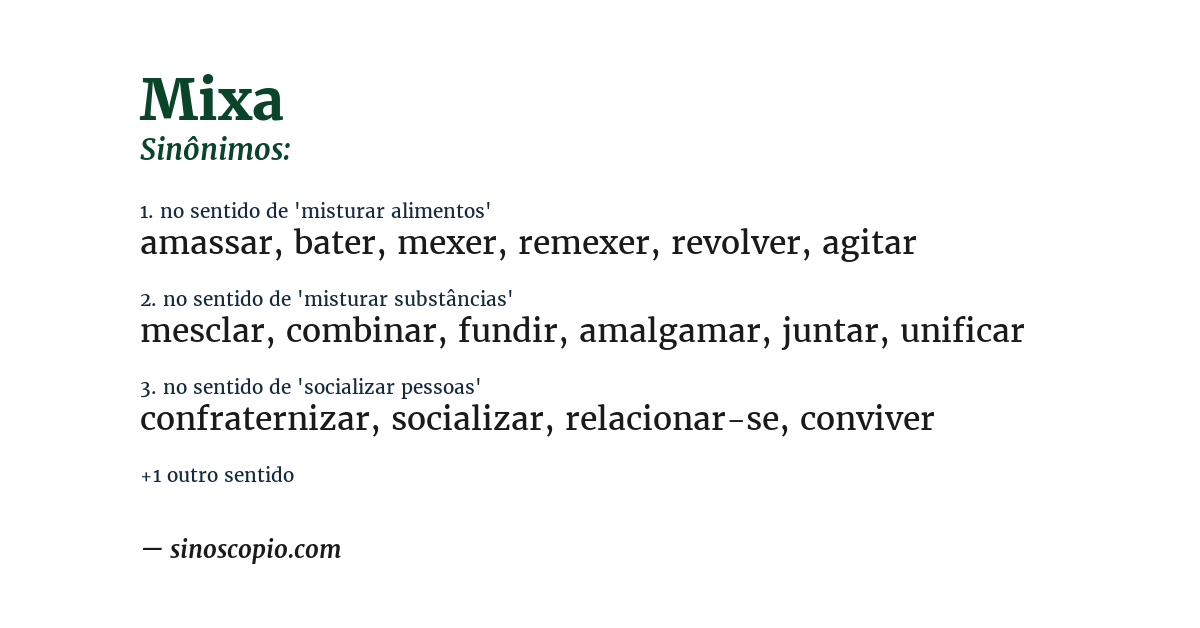 Sinônimo de mixa