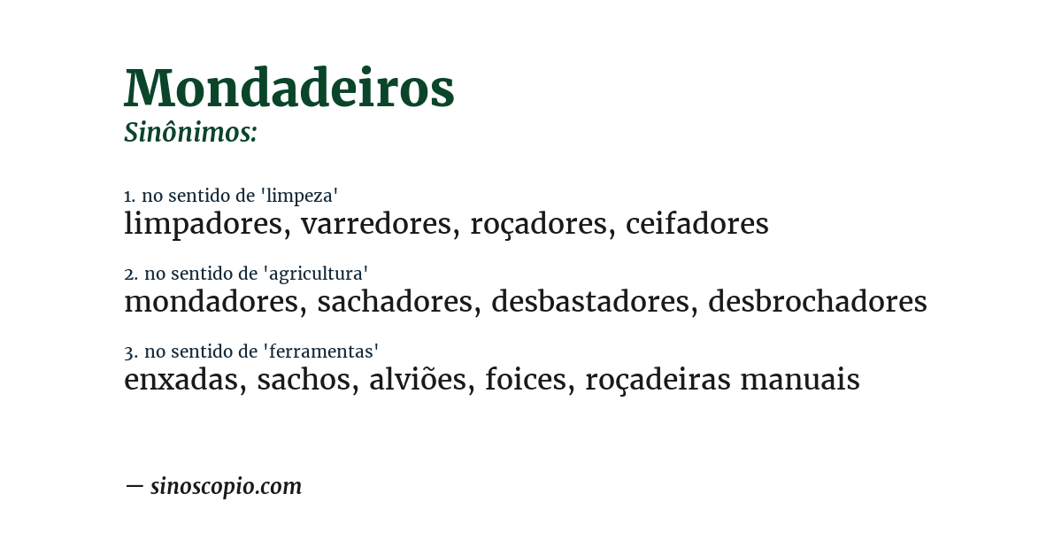 Sinônimo de mondadeiros