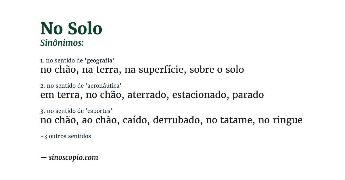 Sinônimo de no solo