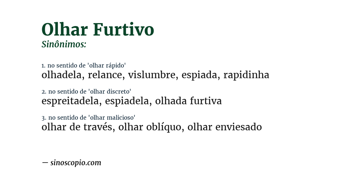 Sinônimo de olhar furtivo