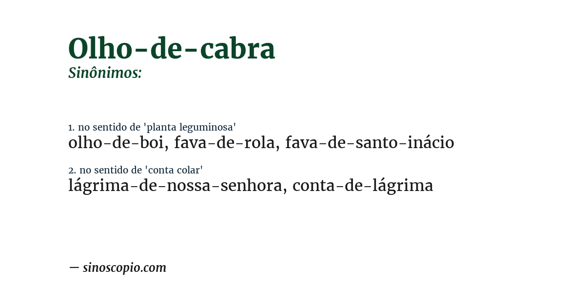 Sinônimo de olho-de-cabra