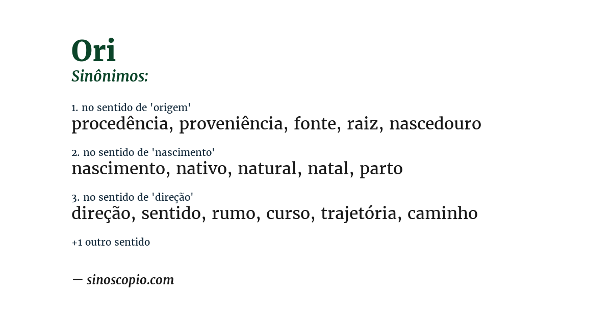 Sinônimo de ori