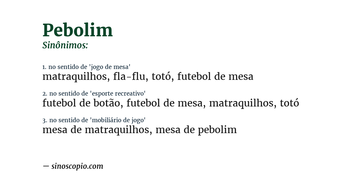 Sinônimo de pebolim