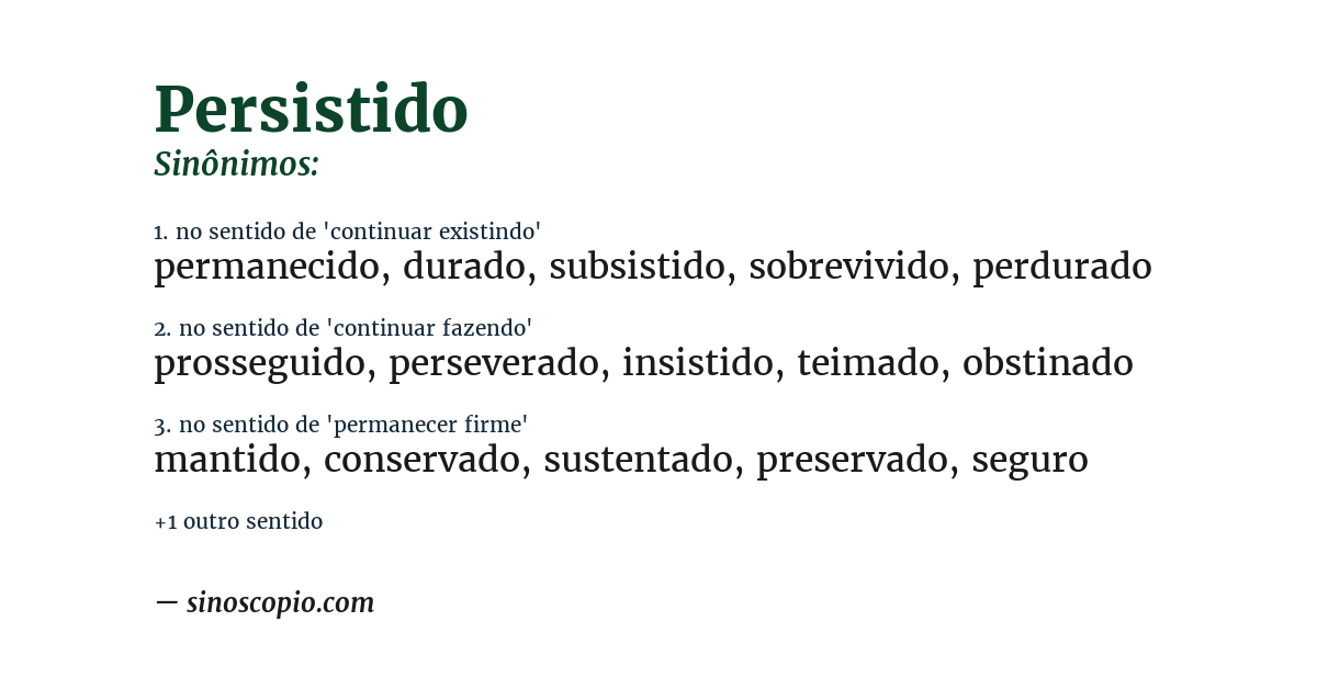 Sinônimo de persistido