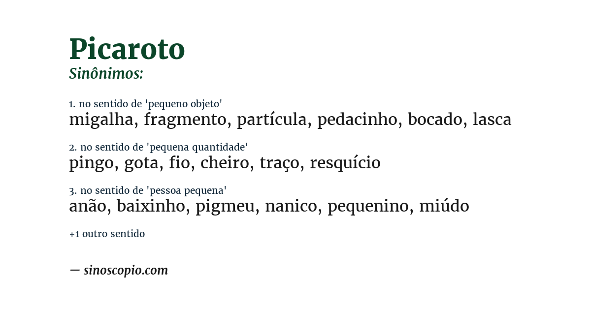Sinônimo de picaroto