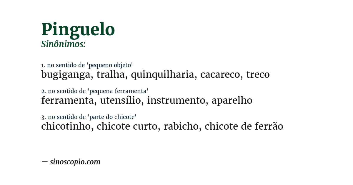 Sinônimo de pinguelo