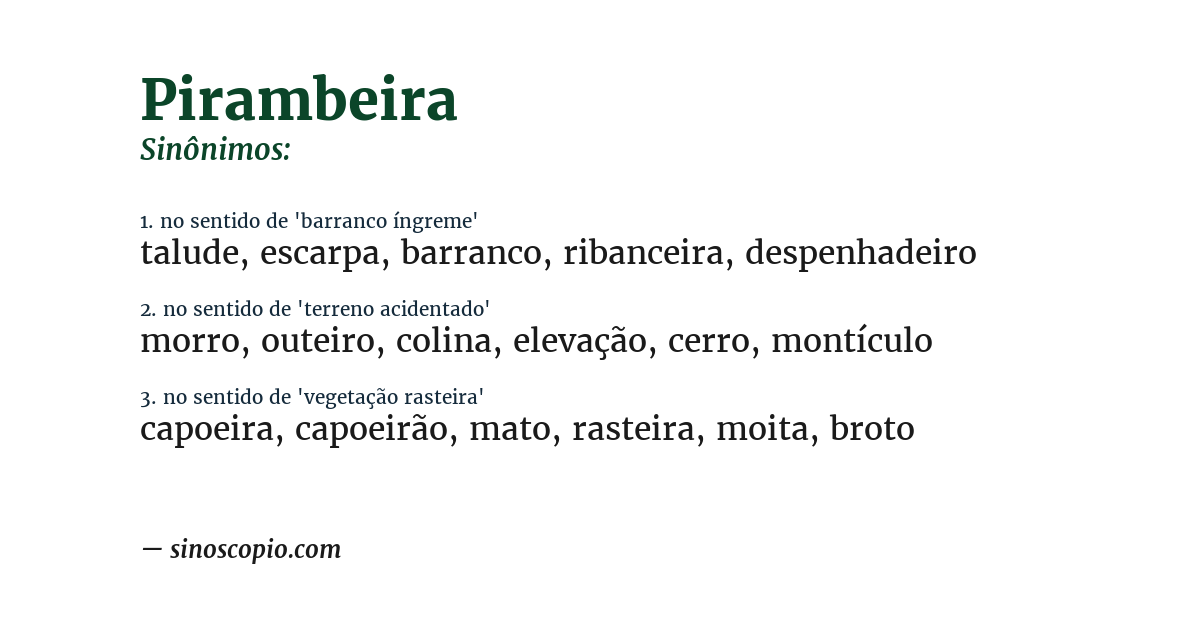 Sinônimo de pirambeira