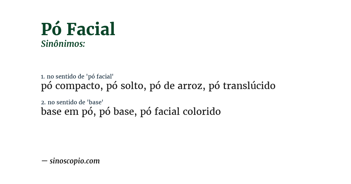 Sinônimo de pó facial
