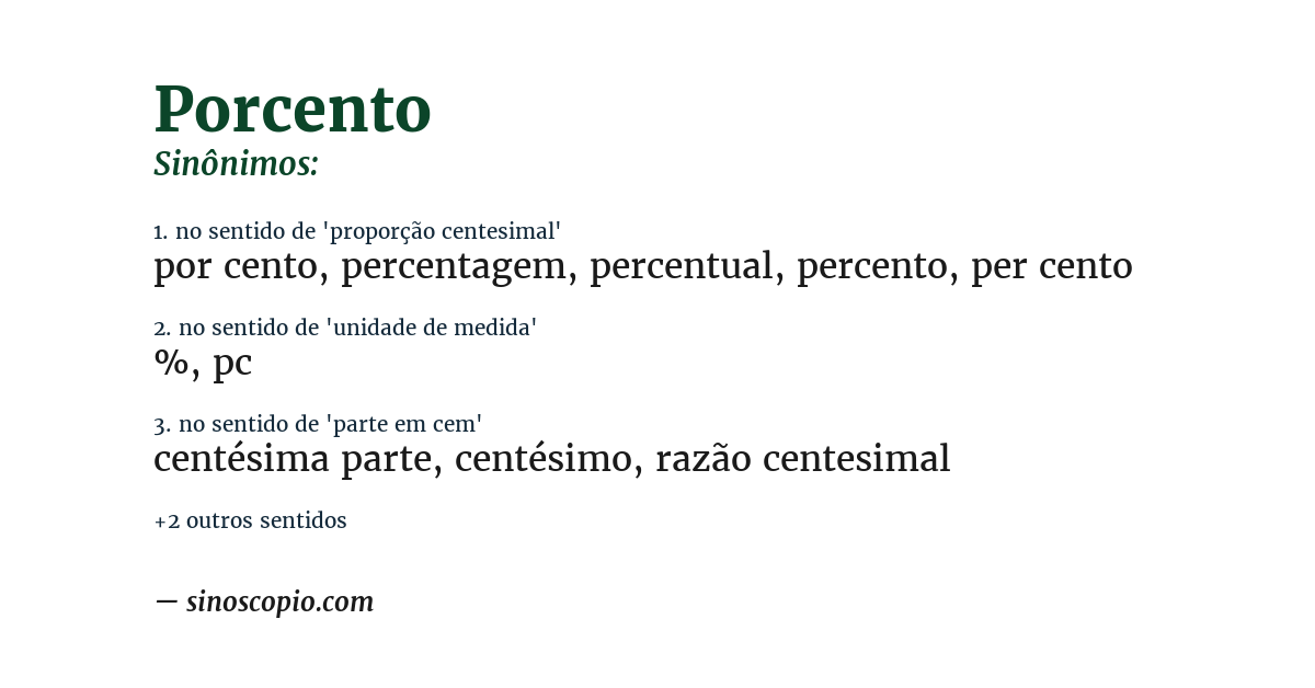 Sinônimo de porcento
