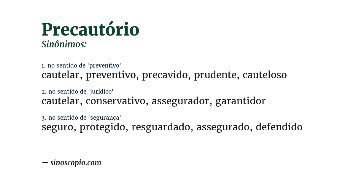 Sinônimo de precautório
