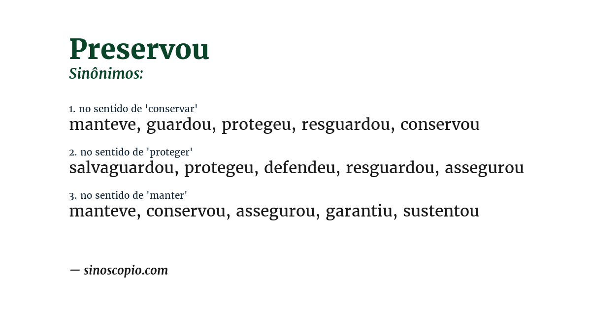 Sinônimo de preservou