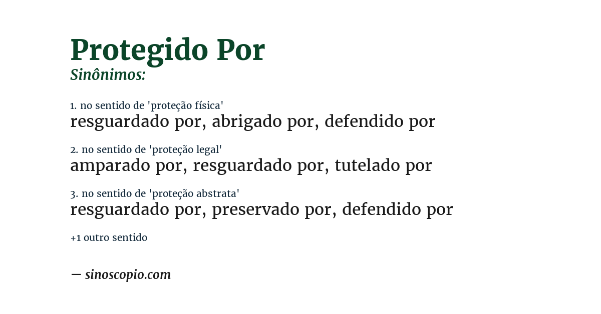 Sinônimo de protegido por