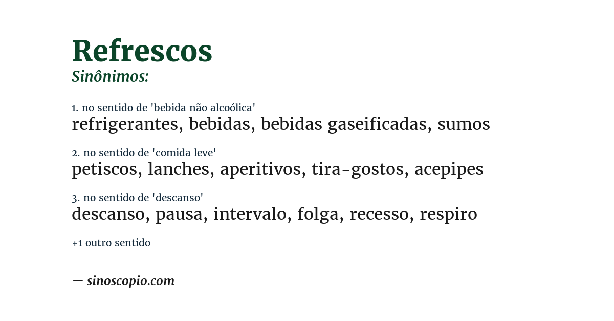 Sinônimo de refrescos