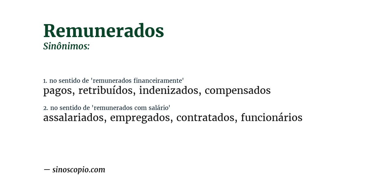 Sinônimo de remunerados