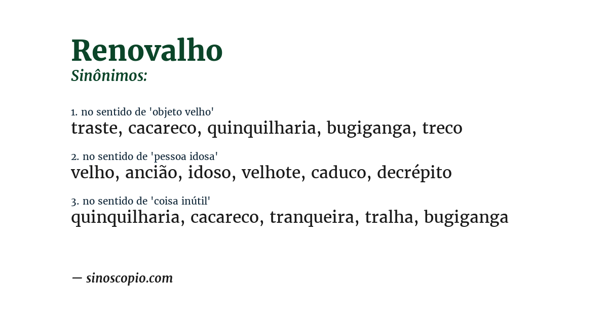 Sinônimo de renovalho