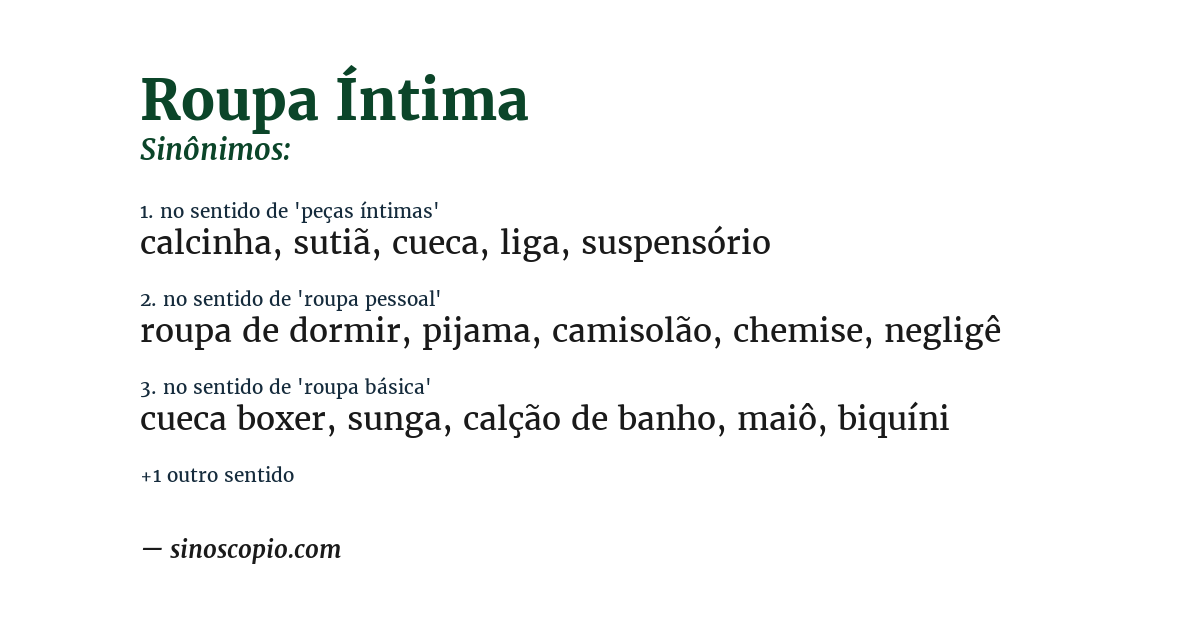 Sinônimo de roupa íntima