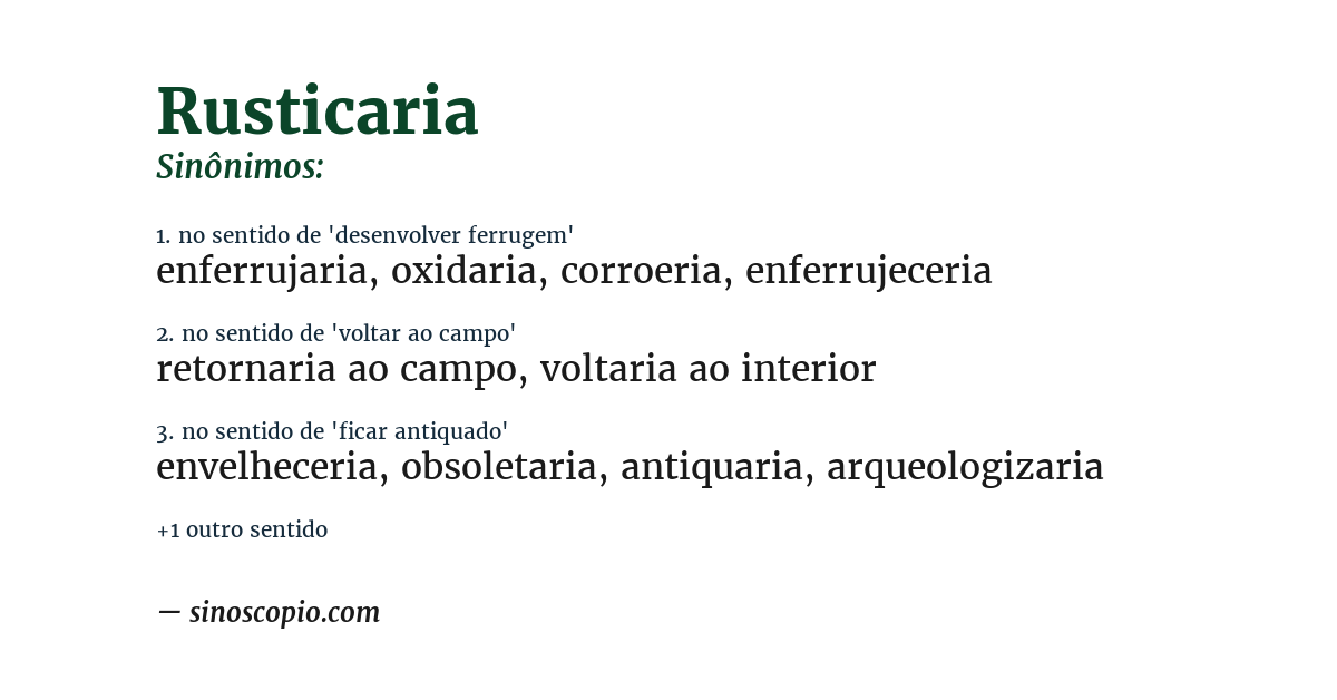 Sinônimo de rusticaria
