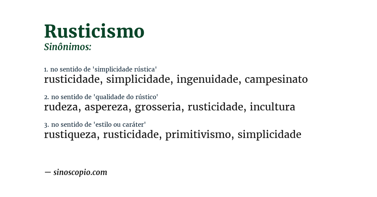 Sinônimo de rusticismo