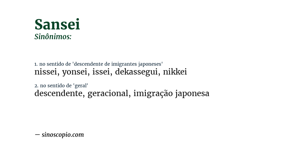 Sinônimo de sansei