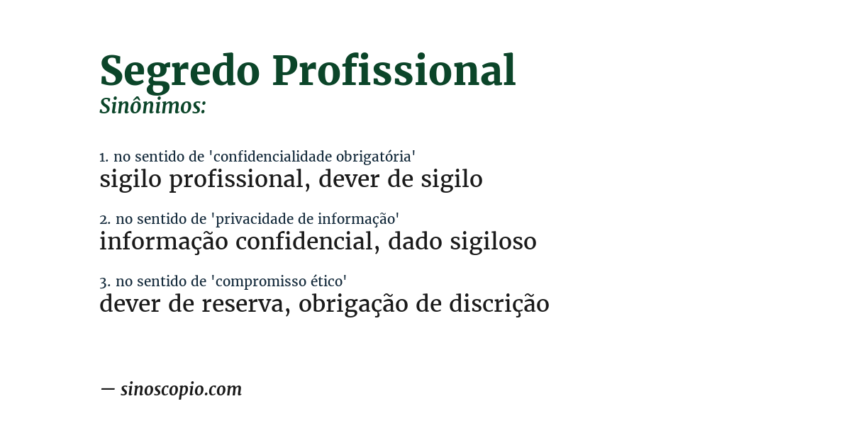 Sinônimo de segredo profissional