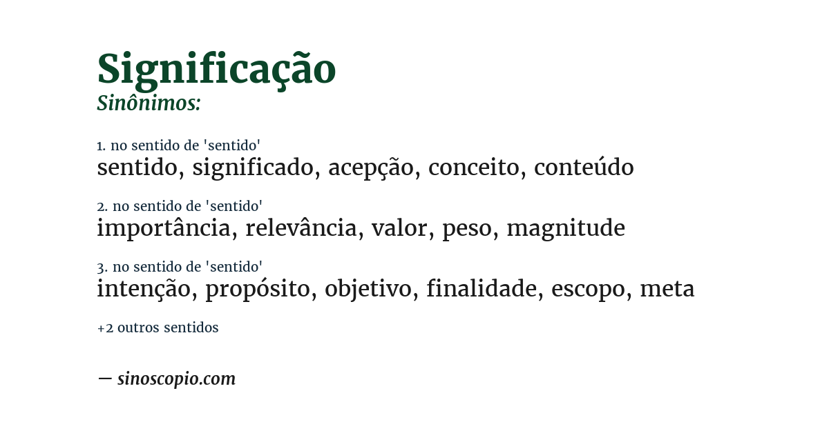 Sinônimo de significação