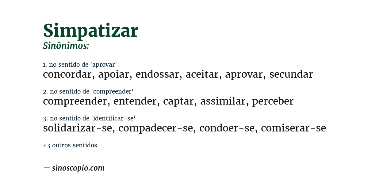 Sinônimo de simpatizar