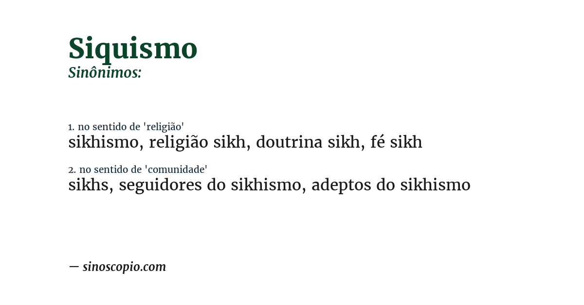 Sinônimo de siquismo