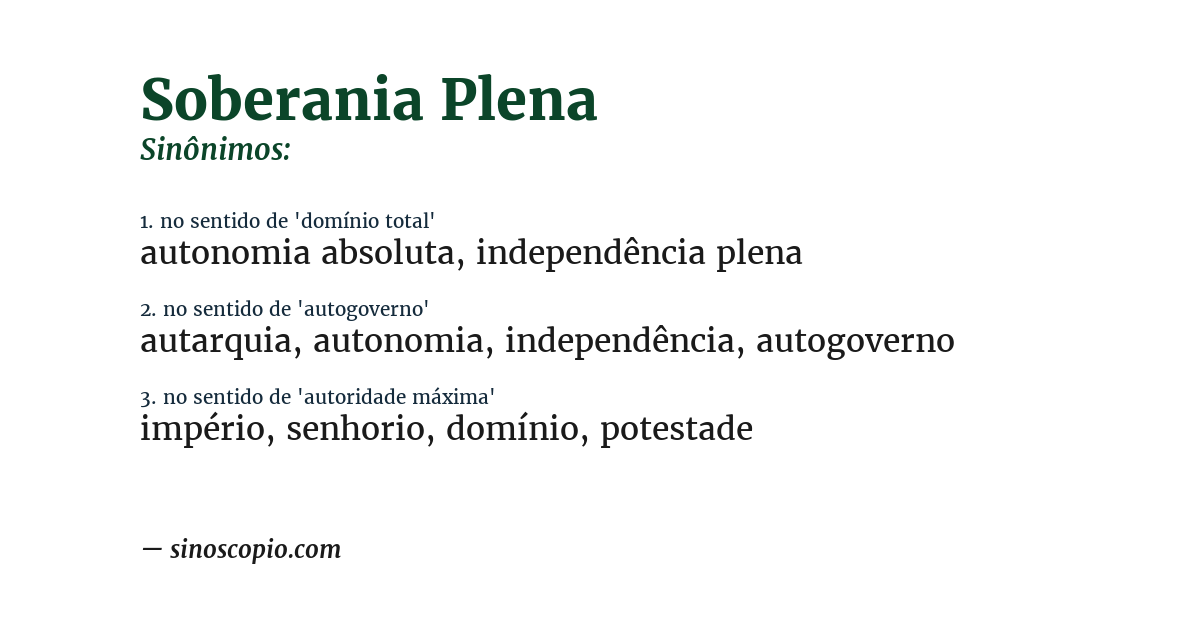 Sinônimo de soberania plena