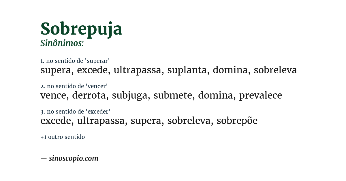 Sinônimo de sobrepuja
