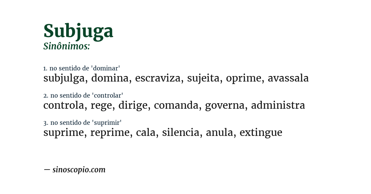 Sinônimo de subjuga