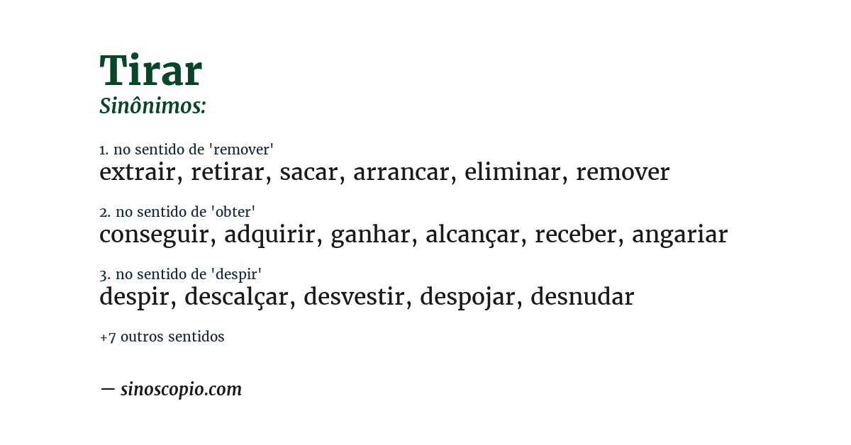 Sinônimo de tirar