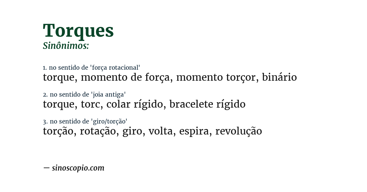 Sinônimo de torques